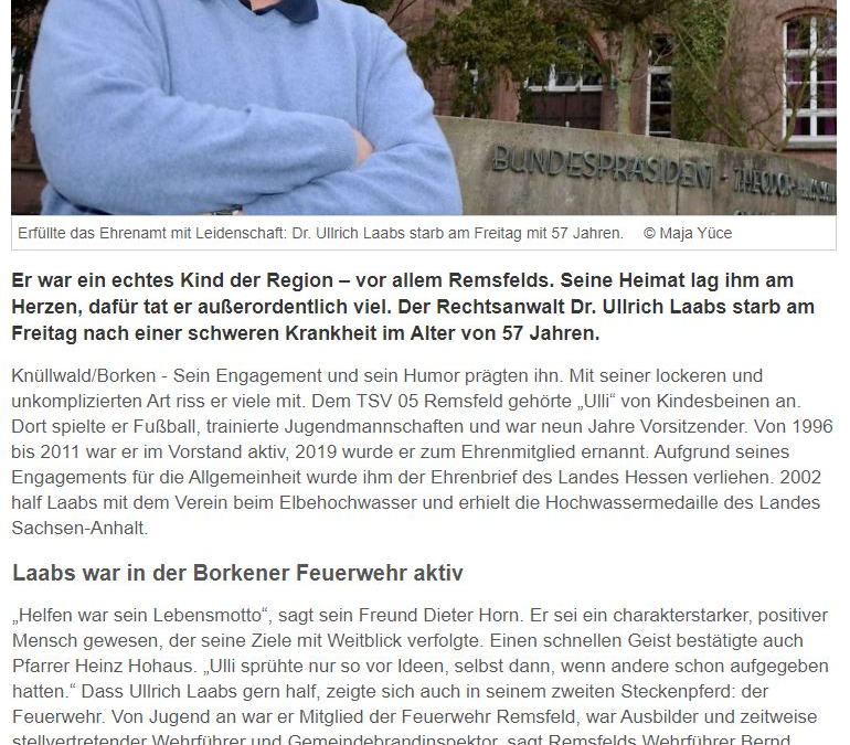Dr. Ullrich Laabs, Dozent der Strahlenschutzschule, mit 57 gestorben